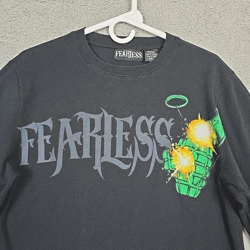 Fearless Man's Termal Long Sleeve Waffle Shirt Size L Black - Picture 2 of 9